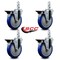 Service Caster 5'' Blue Poly Wheel Swivel 3/4'' Square Stem Caster Set with Brake, 4PK SCC-SQ20S514-PPUB-BLUE-PLB-34-4 - alternate 2